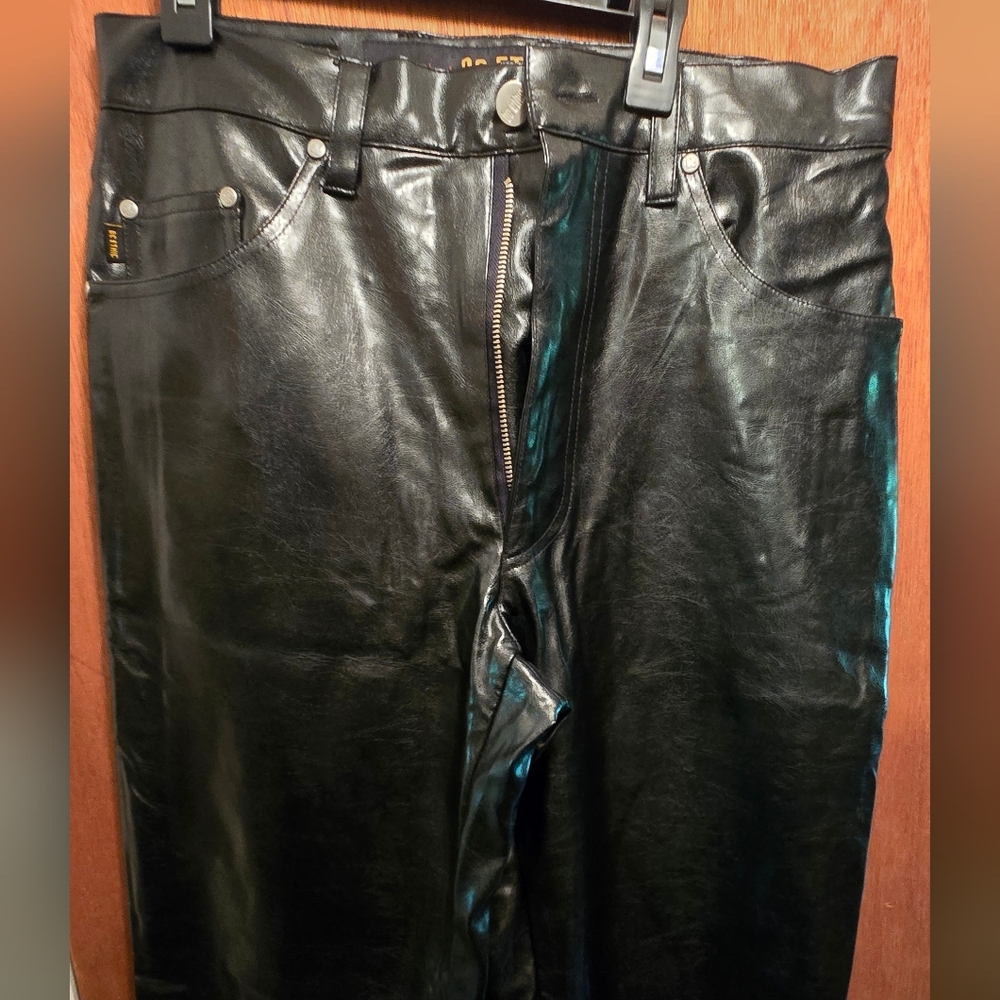 BC Ethic Black Straight Pleather Lined Jeans W/Timeless Style Sz32" - Picture 3 of 11